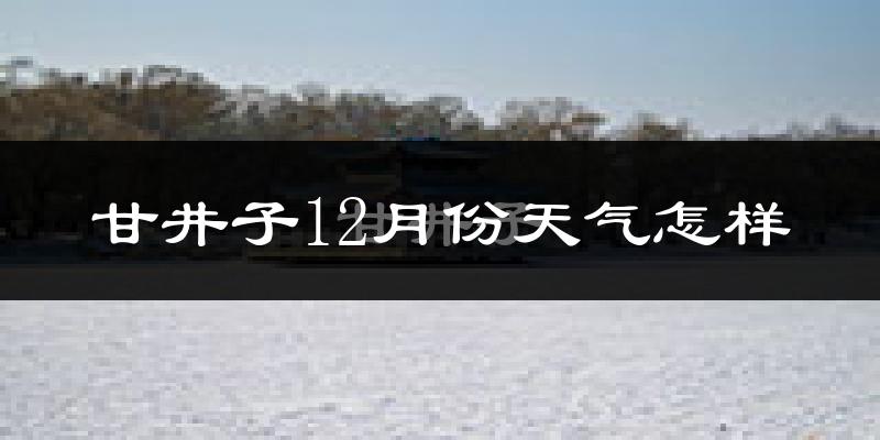 甘井子12月份天气怎样?甘井子十二月冷吗?